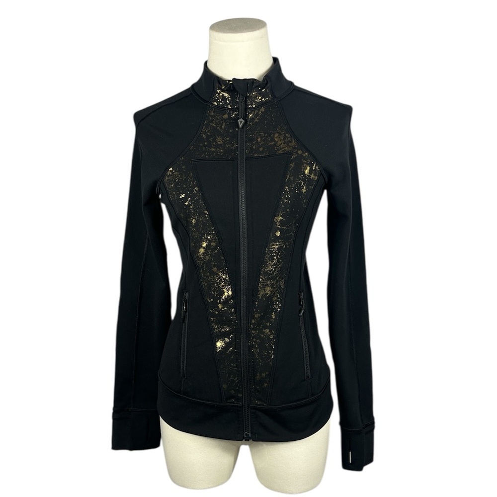 Ivivva‎ By Lululemon Perfect Your Practice Jacket in Black and Gold.